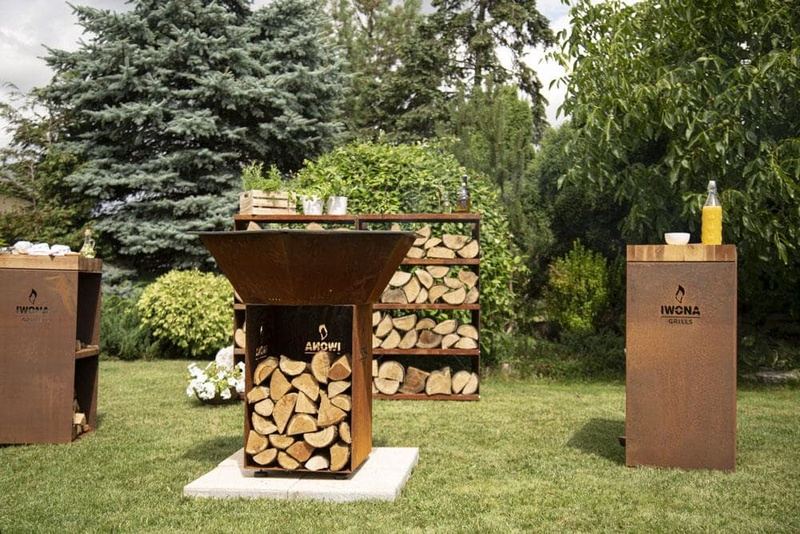 Brasero de Jardin Multifonction Corten 45x90x140 cm