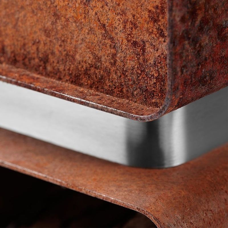 Brasero Extérieur Alpha en Corten et Inox - 120x45x40 cm