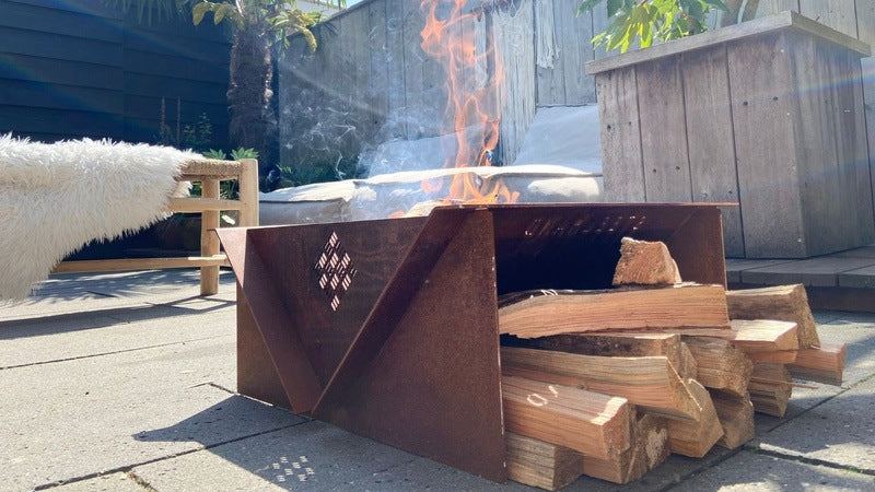 Brasero V-Pocket: Barbecue Convertible, Acier Corten 3mm