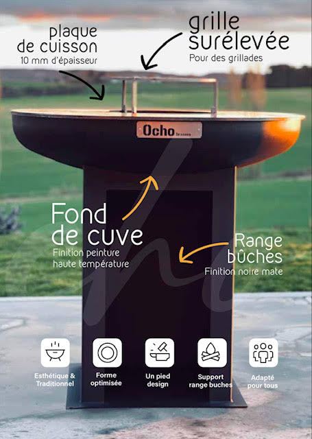 Brasero Ocho 1020mm pour Barbecue et Plancha Extérieur